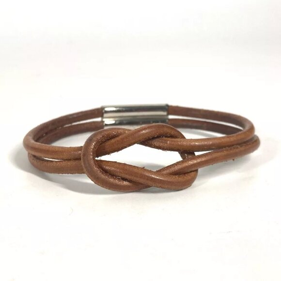 HERMES Herculed accessories double Bracelet Leather Brown - Picture 2 of 9